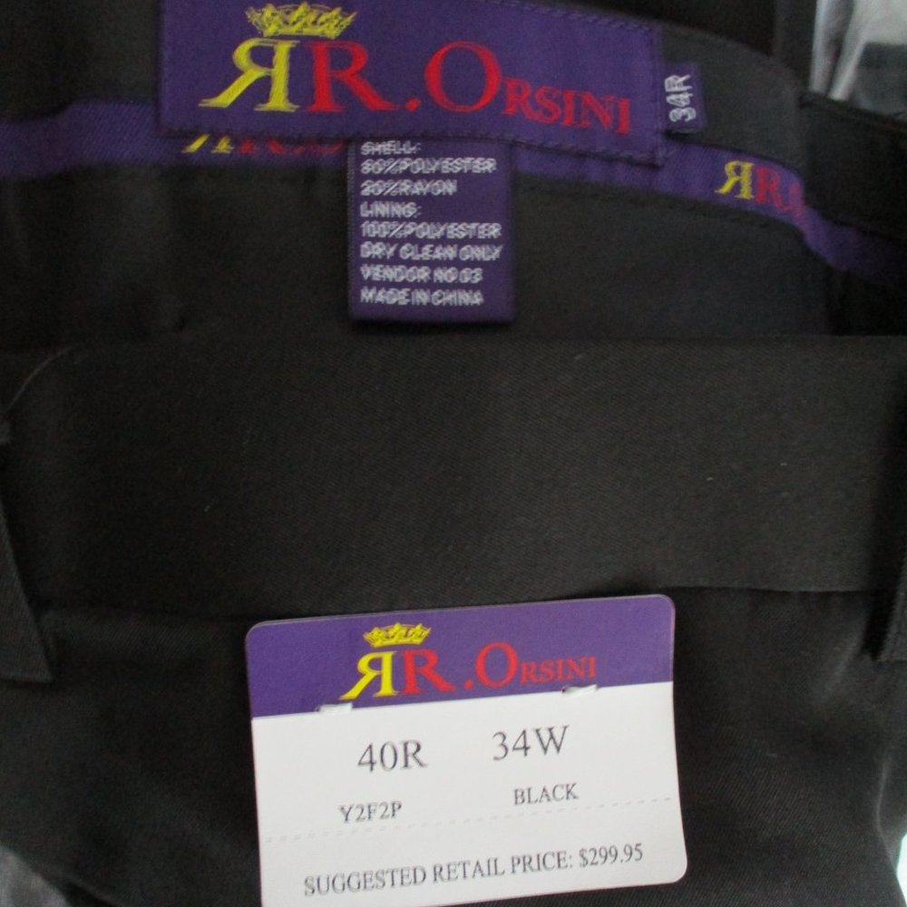 NEW  RR ORSINI Tuxedo Sport Jacket Suit Blazer Pant 40R BLACK Formal Wedding - Picture 6 of 8